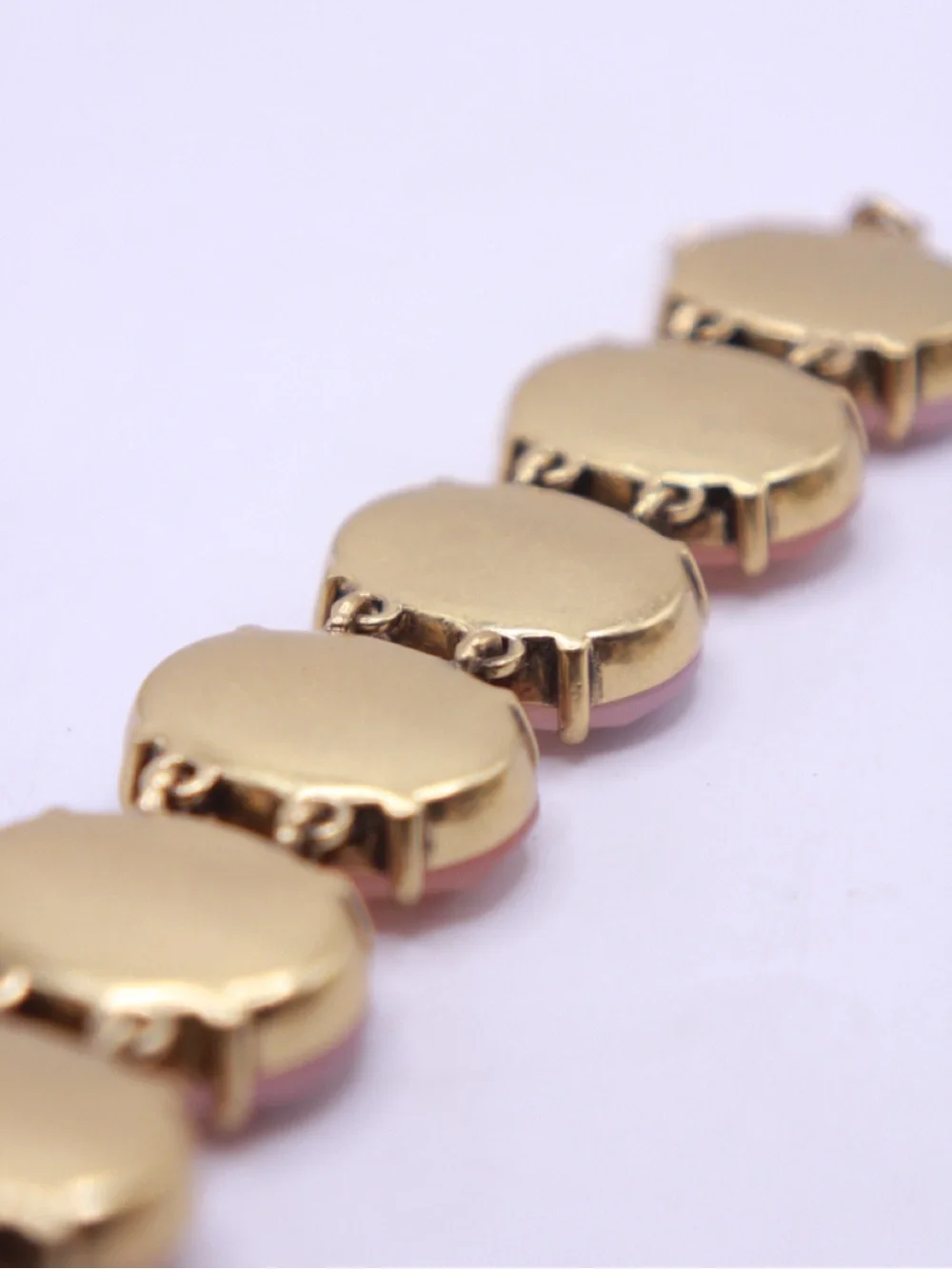 New J. Crew Gold-Tone Ice Quartz Bracelet with Soft Pink & Purple Faceted Ovals - Picture 6 of 7